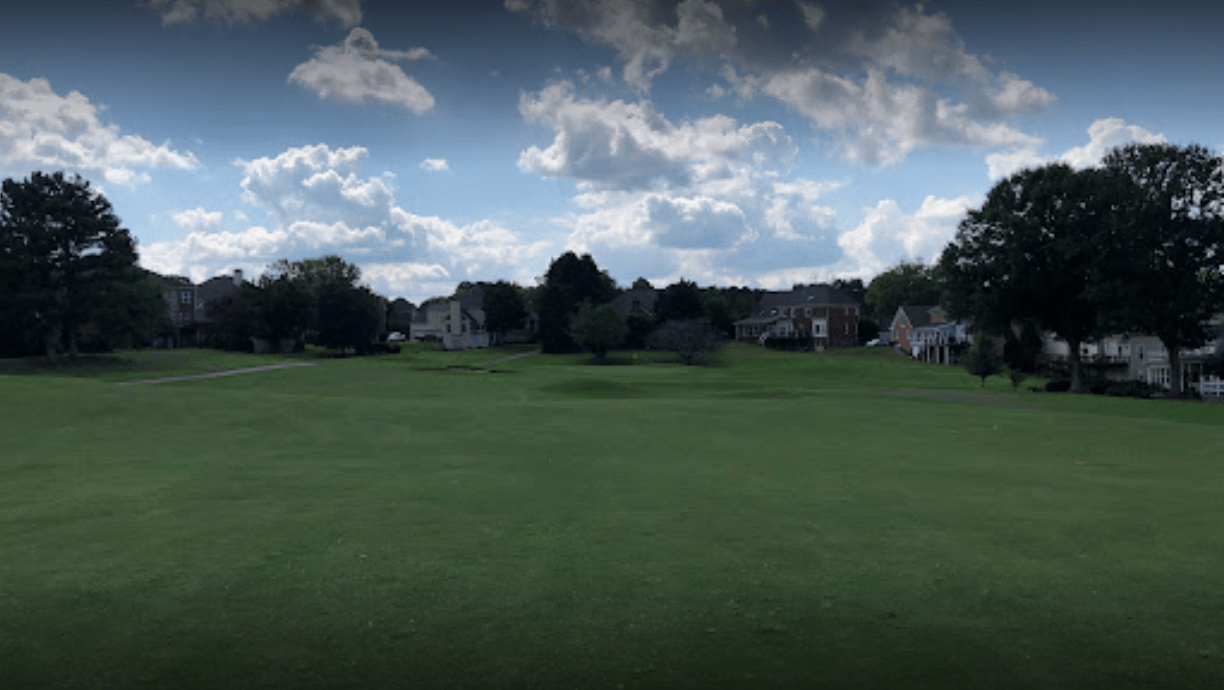 Wide view of golf course green